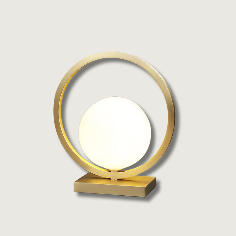 Modern Table Lamp Brass Circle Globe Design - Product showcase