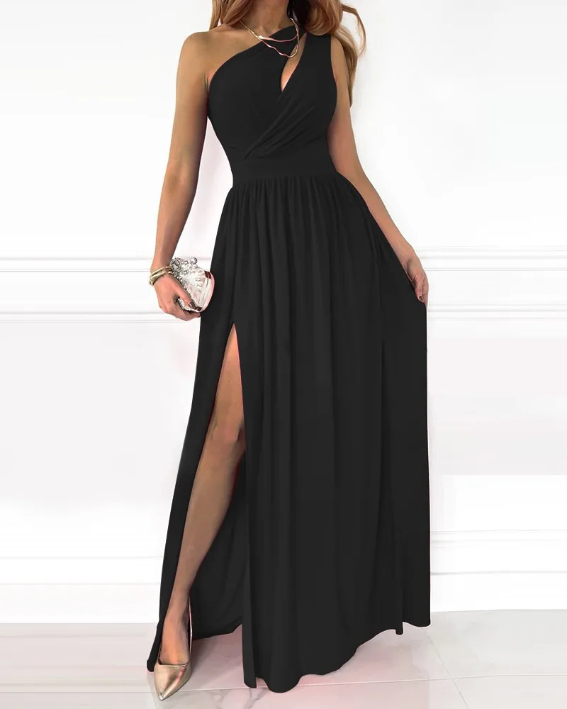 Elegant Evening Maxi Dress One-Shoulder A-Line Design - Product detail 6