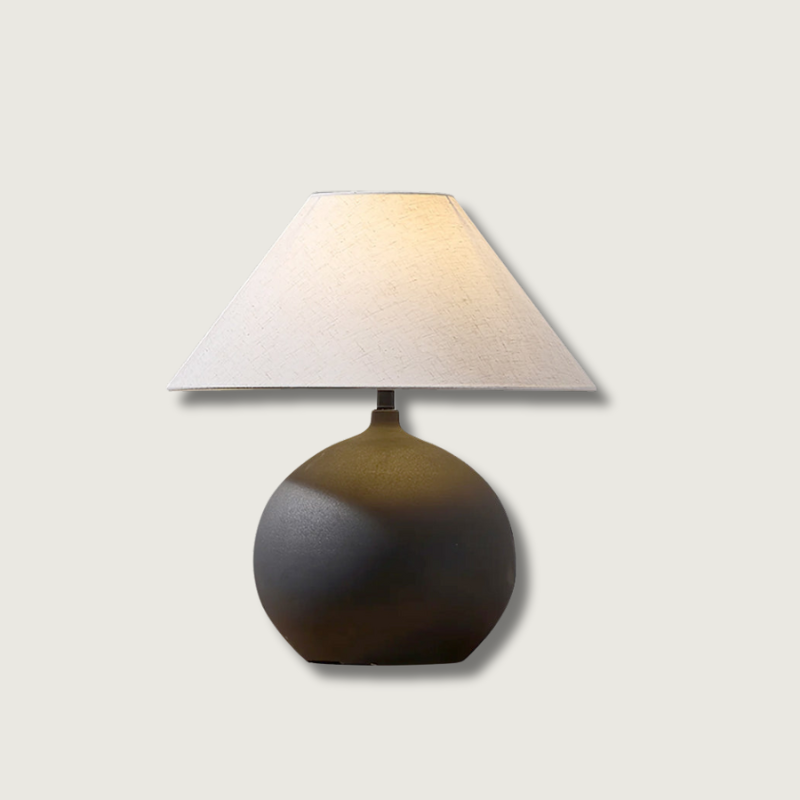 Ceramic Table Lamp Matte Black Base with Linen Shade - Product showcase