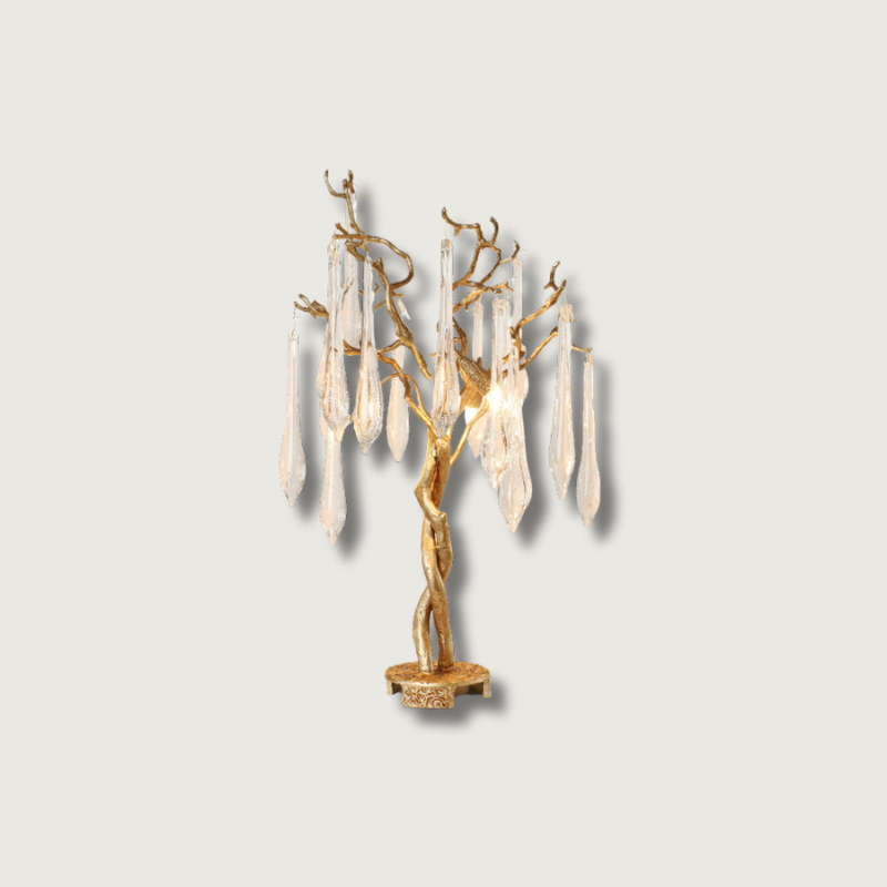 Crystal Branch Table Lamp Brass Frame With Glass Droplets - Product showcase