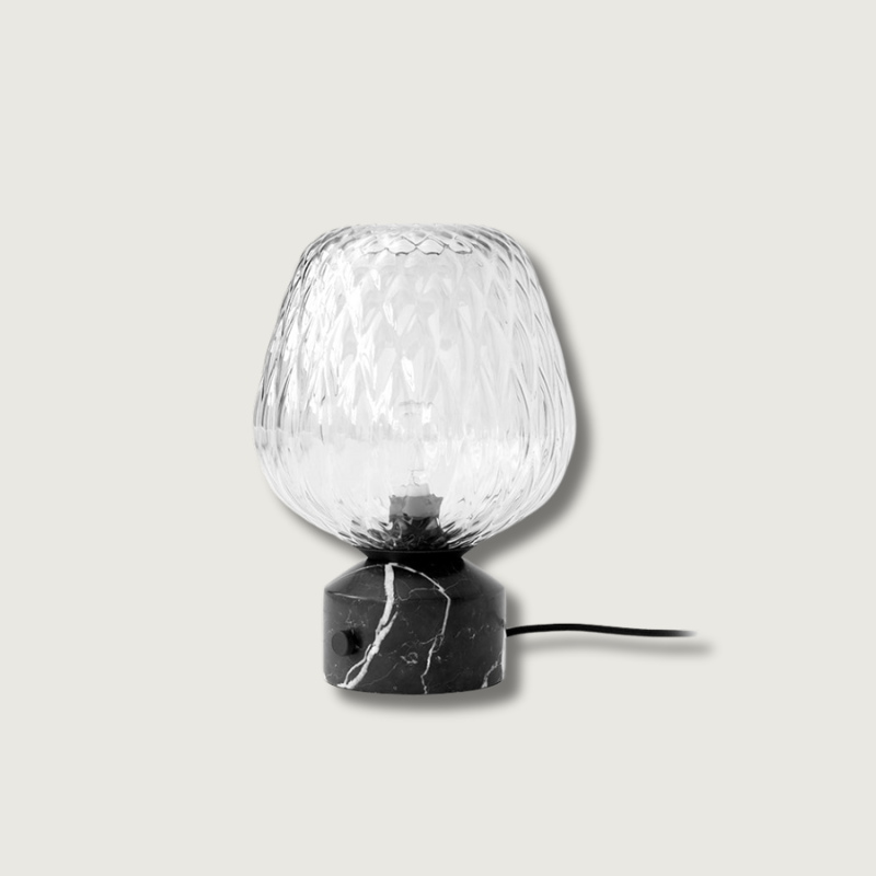 Modern Table Lamp Quilted Glass Marble Base - Product showcase