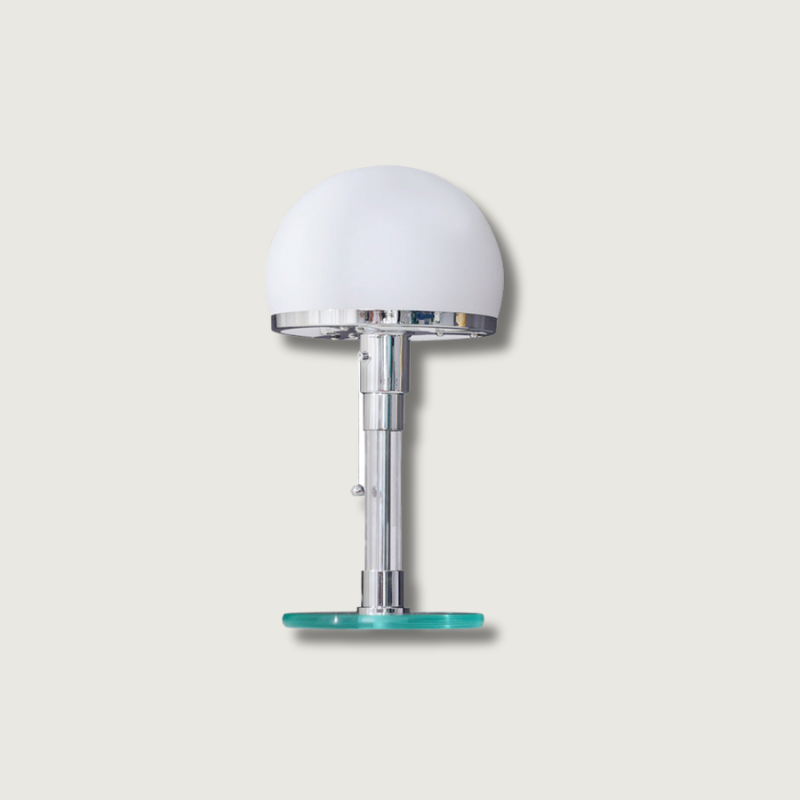 Modern Table Lamp Hemispherical Glass Chrome Design - Product showcase
