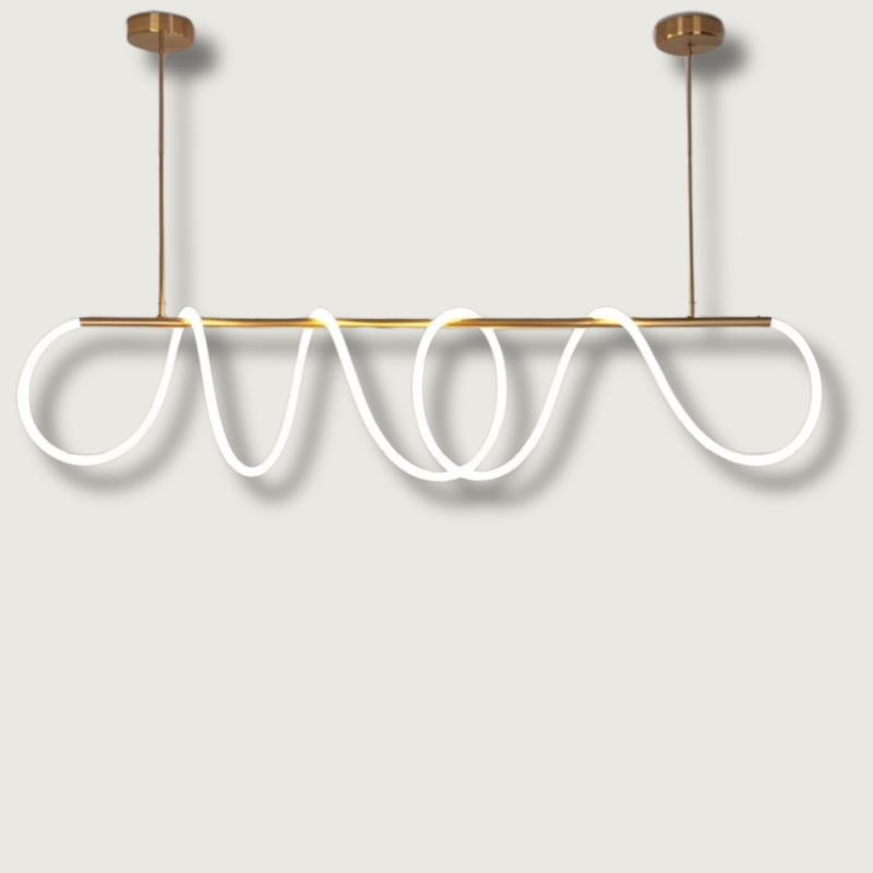 Modern LED Pendant Light Curved Silicone Rope Design - Product showcase
