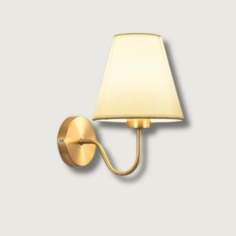 Modern Wall Sconce  Brushed Gold with Fabric Shade - Product showcase