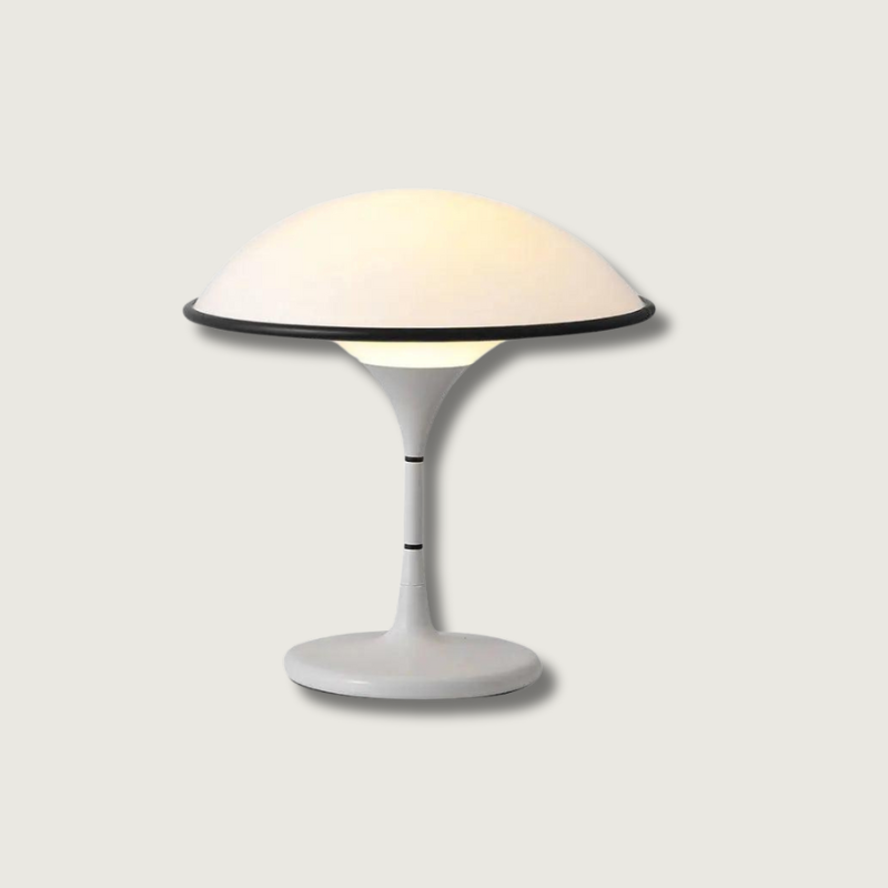 Modern Table Lamp Dome Shade With Black Trim - Product showcase