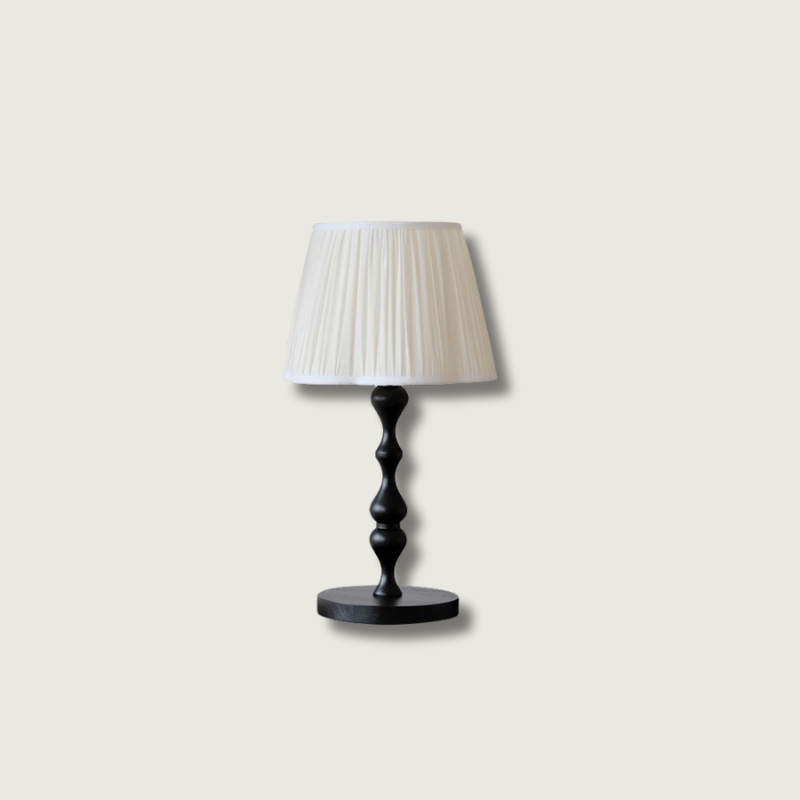 Classic Table Lamp Twisted Wood Base Pleated Shade - Product showcase