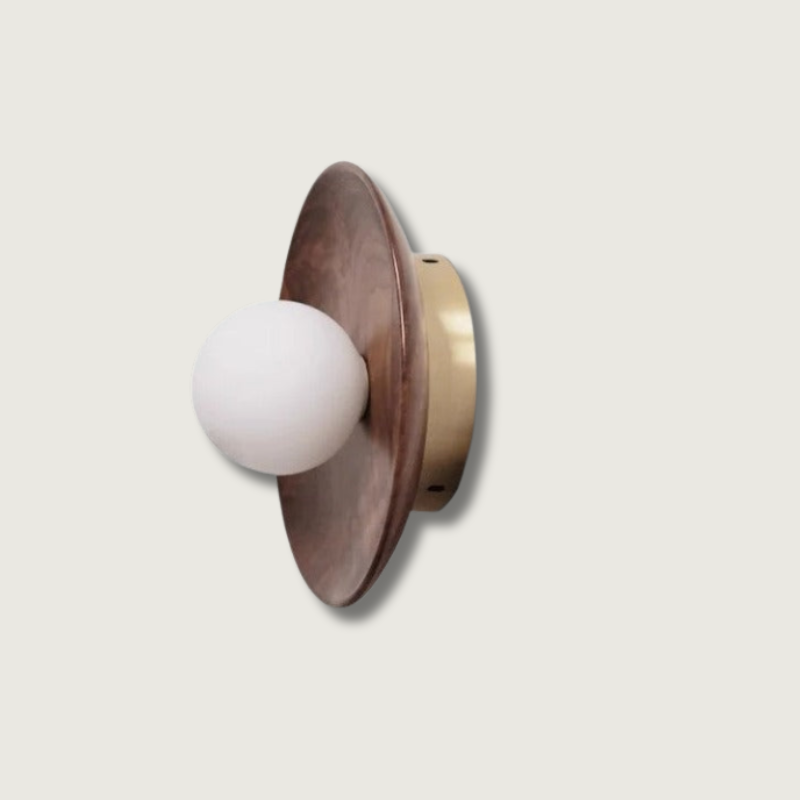Modern Wall Light Walnut Wood Base with Glass Globe - Product detail 20