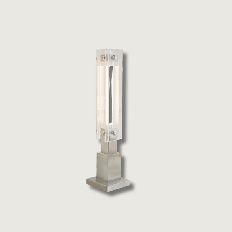 Modern Table Lamp Glass and Steel Bauhaus Design - Product showcase