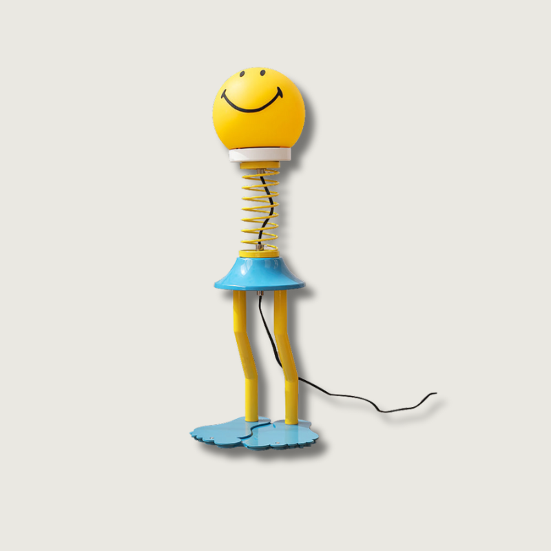 Modern Spring Table Lamp Yellow Smiley Design - Product showcase