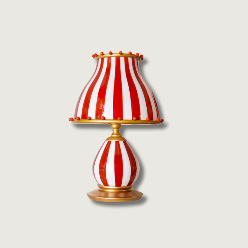 Striped Table Lamp Red White Circus Design - Product showcase