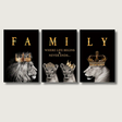 Lion Family Canvas Art  Black and Gold Crown Design - Product showcase
