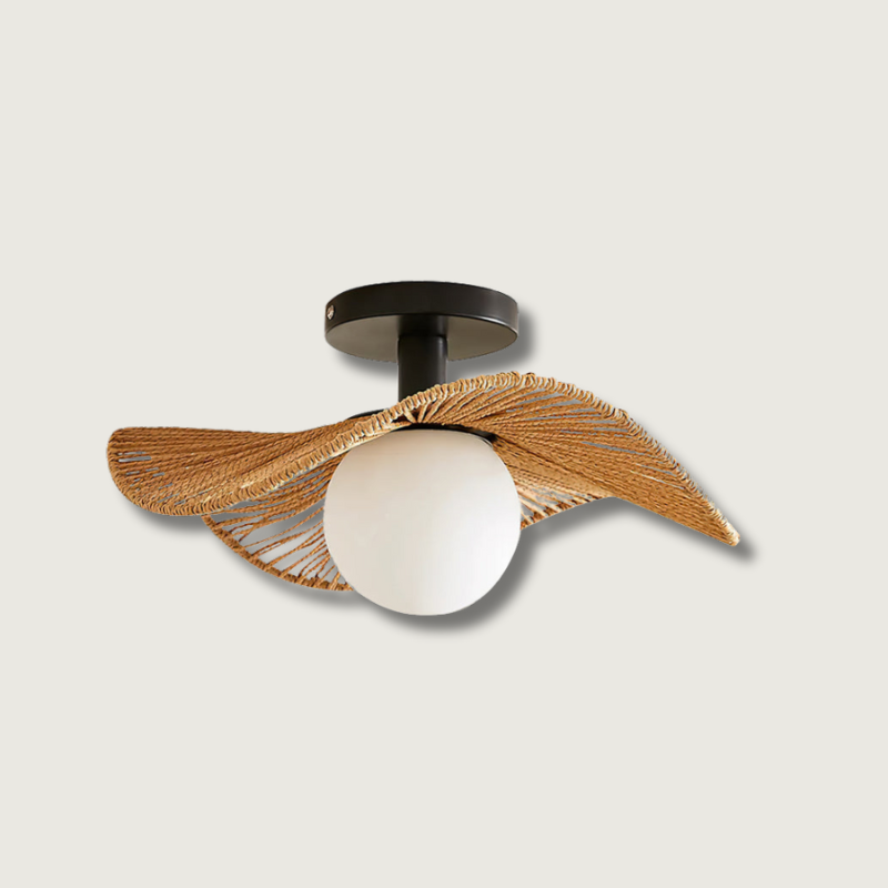 Modern Hemp Ceiling Light Natural Woven Wing Design - Product showcase