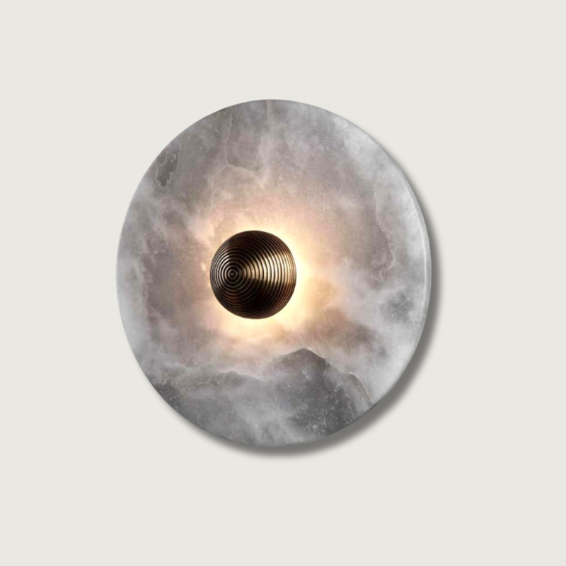 Modern Marble Wall Light Circular Alabaster Disc Design - Product showcase