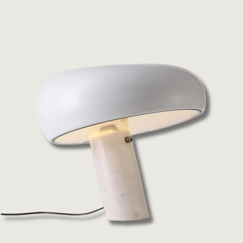 Modern Marble Table Lamp  White Carrara Base Design - Product showcase