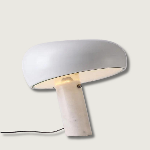 Modern Marble Table Lamp  White Carrara Base Design - Product showcase
