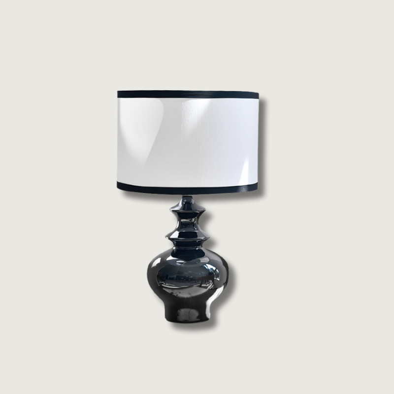 Ceramic Table Lamp Black Base White Shade Design - Product showcase