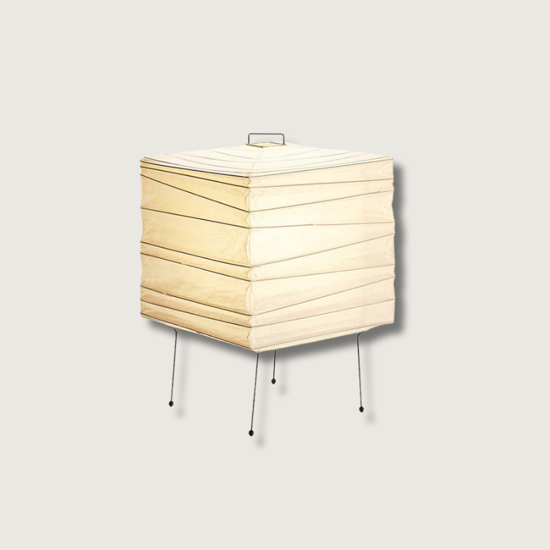 Japanese Table Lamp Washi Paper Geometric Design - Product showcase