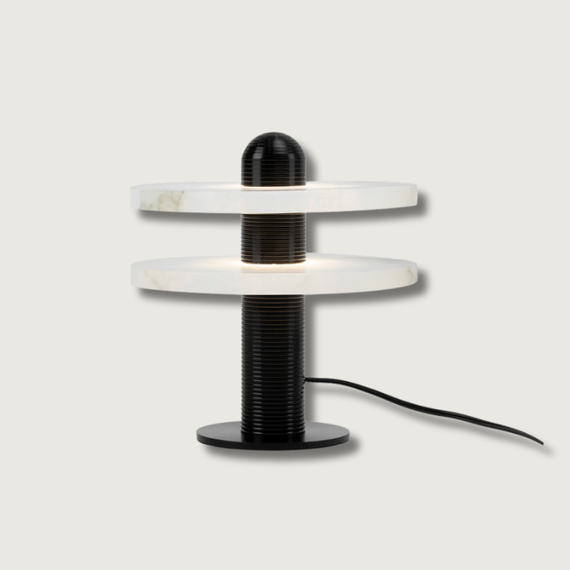 Modern Alabaster Table Lamp Dual Ring Design - Product showcase