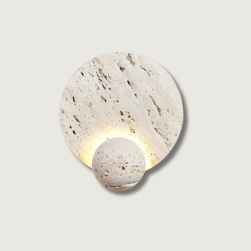 Stone Wall Light Natural Textured Round Design - Product showcase