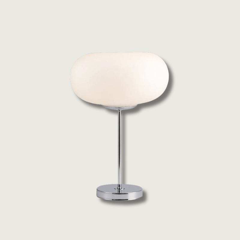 Modern Table Lamp Opal Glass Dome With Chrome Base - Product showcase