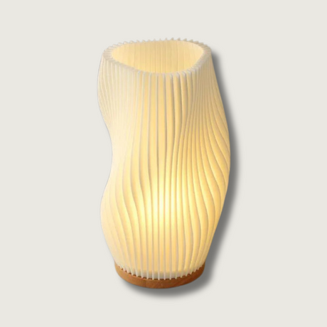French Cream Table Lamp  Pleated Wave Design - Product showcase