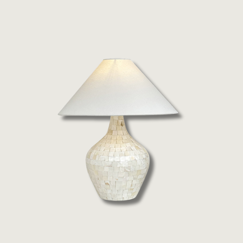 Mosaic Table Lamp Mother of Pearl Shell Design - Product showcase