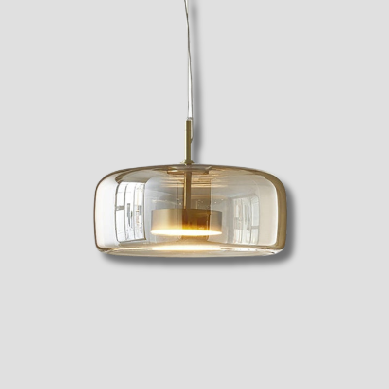 Modern Glass Pendant Light Gold Metal and Clear Dome Design - Product showcase