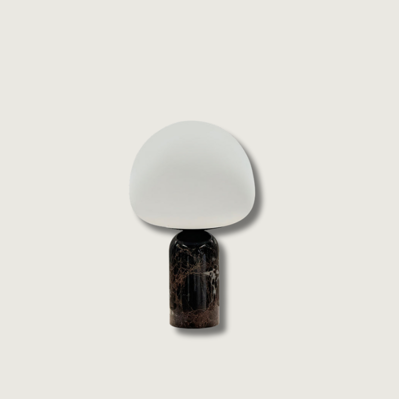 Marble Table Lamp Black Base White Glass Shade - Product showcase