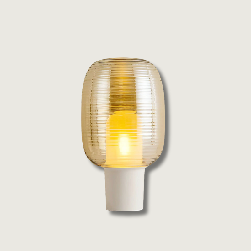 Modern Table Lamp Ribbed Glass Dome Design - Product showcase