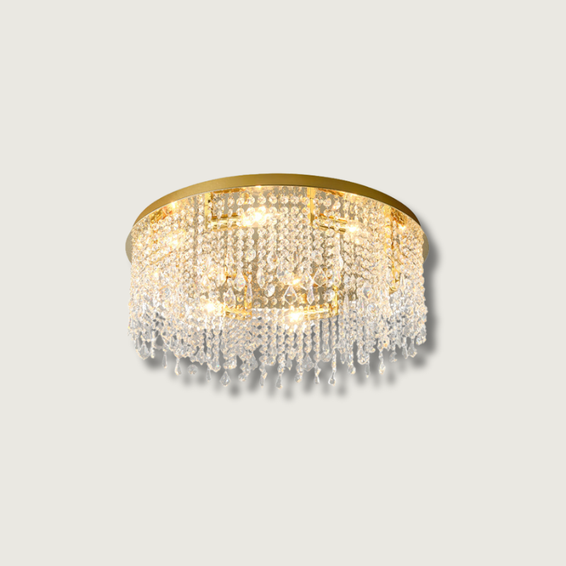 Crystal Ceiling Light Gold Frame With Cascading Crystals - Product showcase