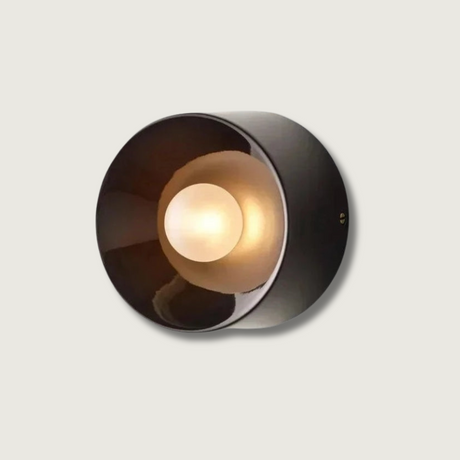 Modern Wall Sconce  Black Metal Sphere Design - Product showcase