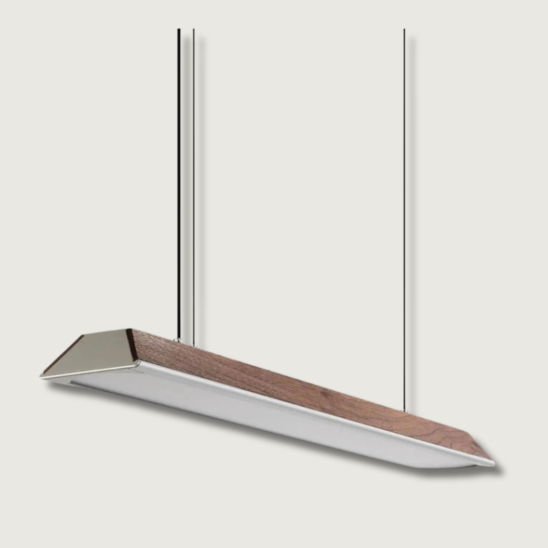 Modern LED Pendant Light Wood and Aluminum Linear Design - Product showcase