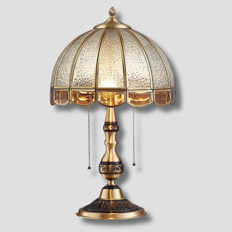 Victorian Table Lamp Textured Glass Dome Shade - Product showcase