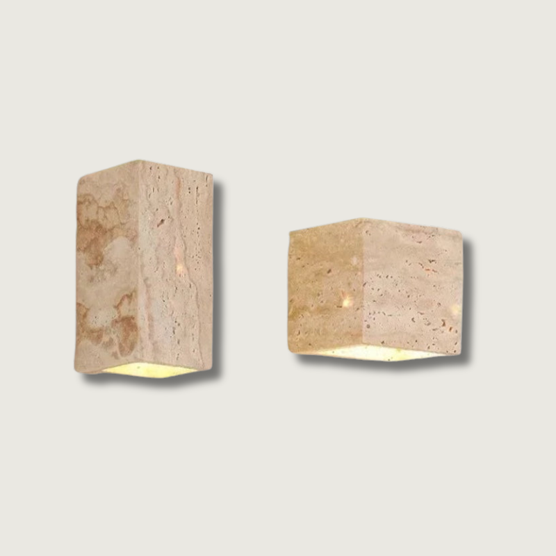 Modern Stone Wall Light Natural Travertine Finish - Product showcase