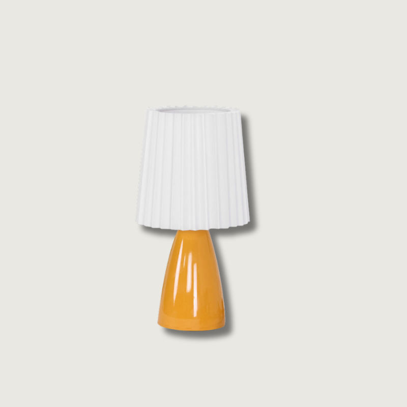 Modern Table Lamp Orange Ceramic Base With White Shade - Product showcase