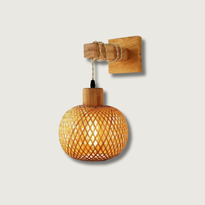 Bamboo Wall Light Natural Rattan Shade Design - Product showcase