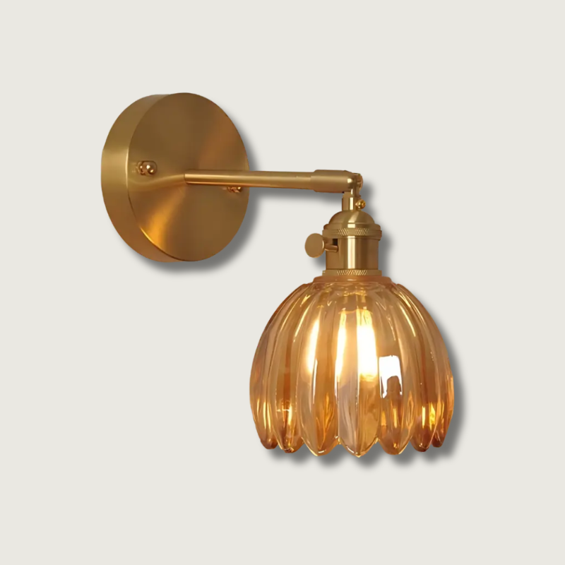 Art Deco Wall Sconce Amber Glass Tulip Shade - Product showcase