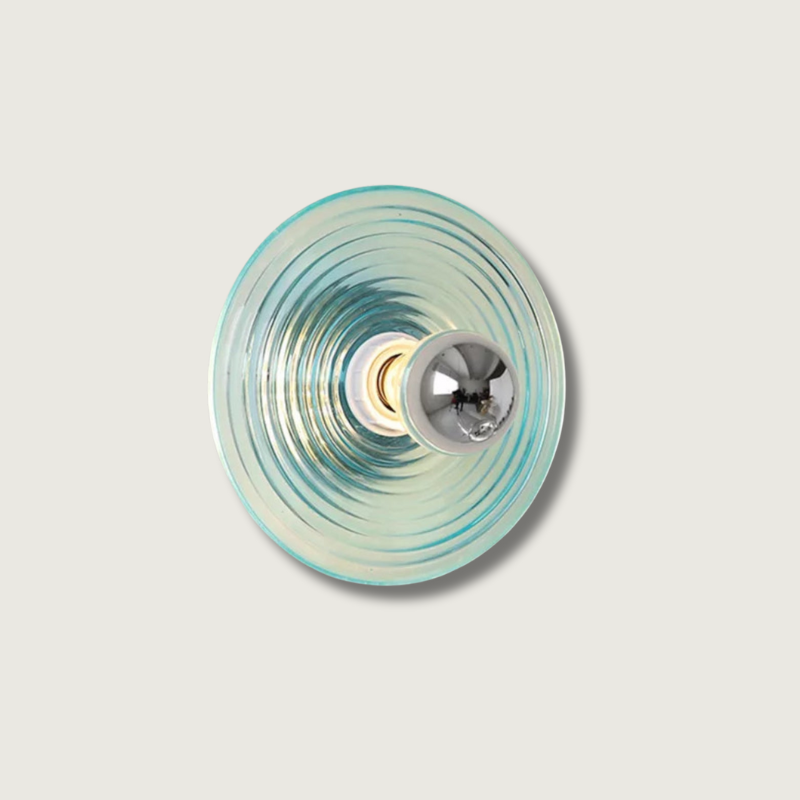 Ripple Glass Wall Light Aqua Blue Concentric Design - Product showcase