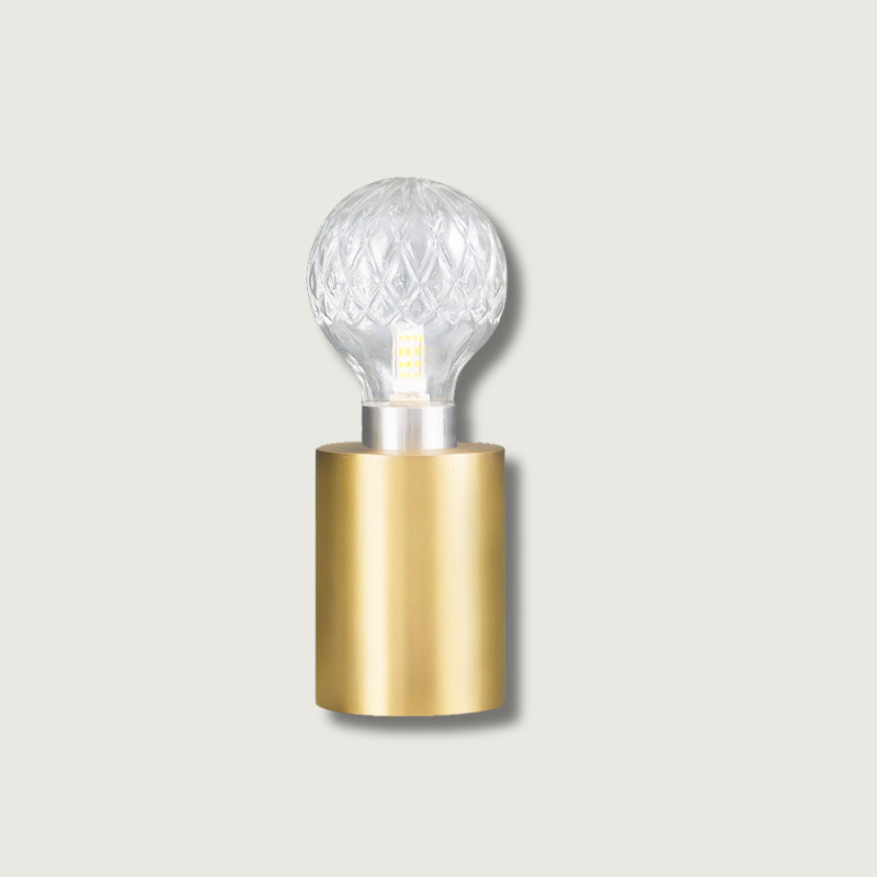 Crystal Table Lamp Brass Base with Cut Glass Shade - Product showcase