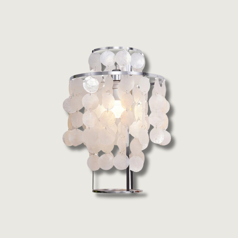 Seashell Table Lamp Mother of Pearl Cascading Design - Product showcase