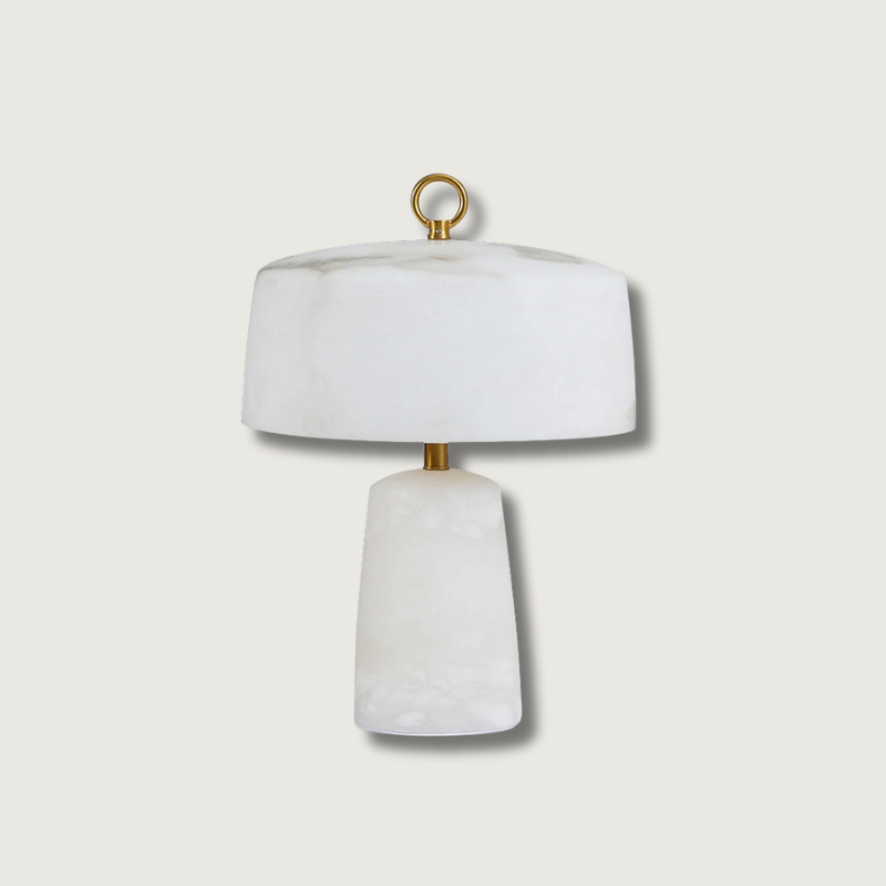 Alabaster Table Lamp Vintage Brass Accents - Product showcase