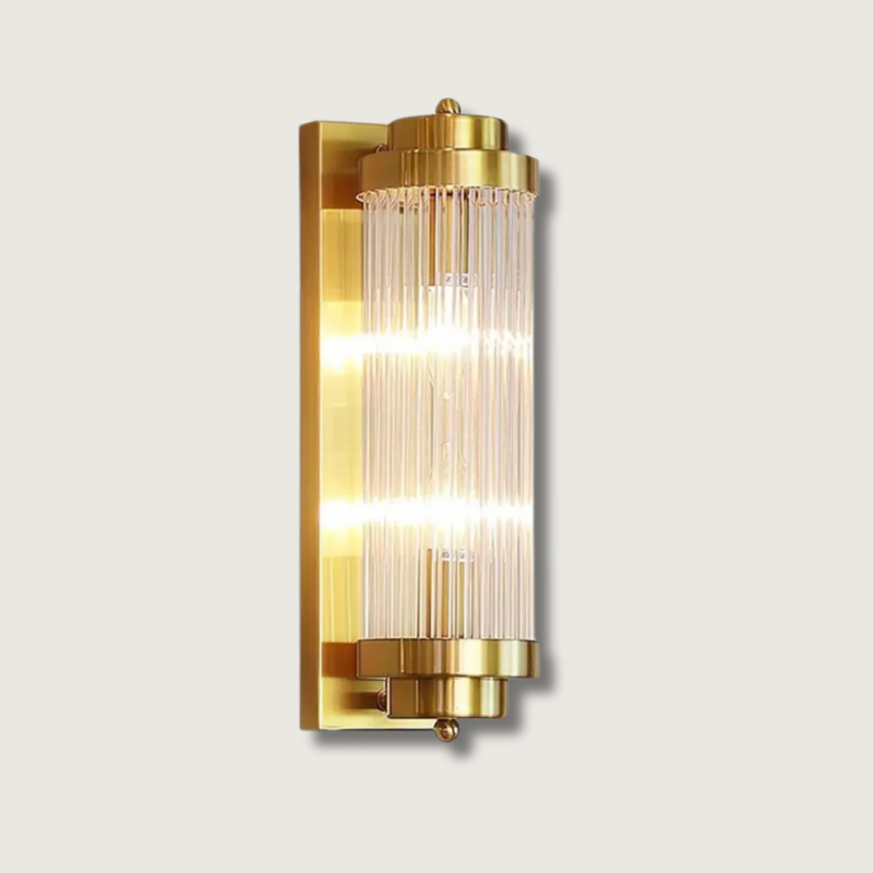Art Deco Wall Light Crystal Glass Brass Finish - Product showcase