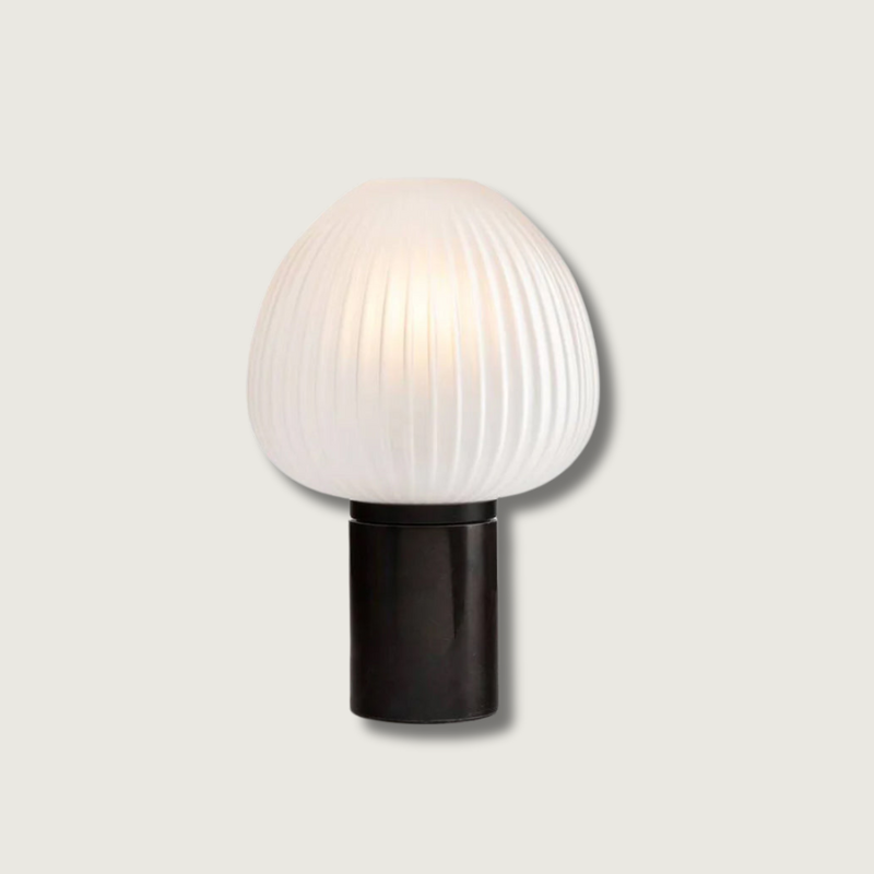 Modern Table Lamp Frosted Glass Dome With Marble Base - Product showcase