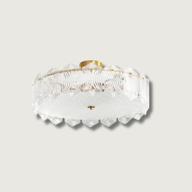 Art Deco Ceiling Light Textured Glass Crown Design - Product showcase