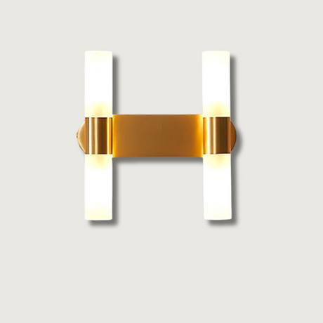 Modern Wall Sconce  Dual Cylinder Gold Finish - Product showcase