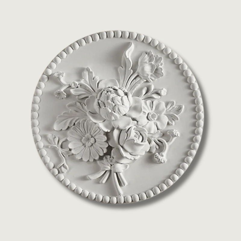 Vintage Wall Lamp French Round Floral Relief Design - Product showcase