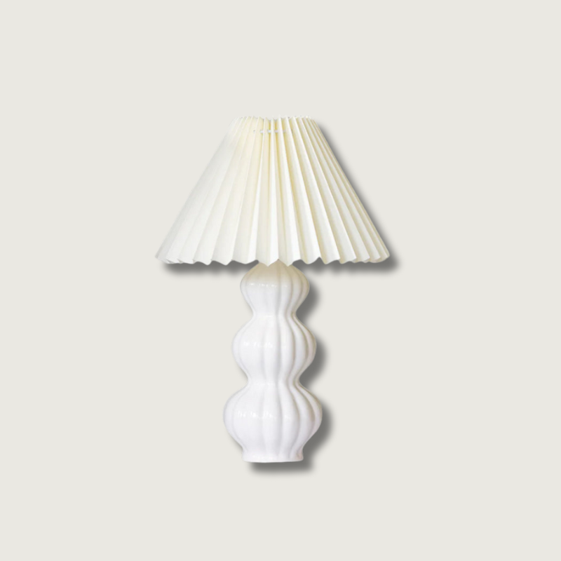 Mid Century Table Lamp Pleated Shade Ceramic Base - Product showcase