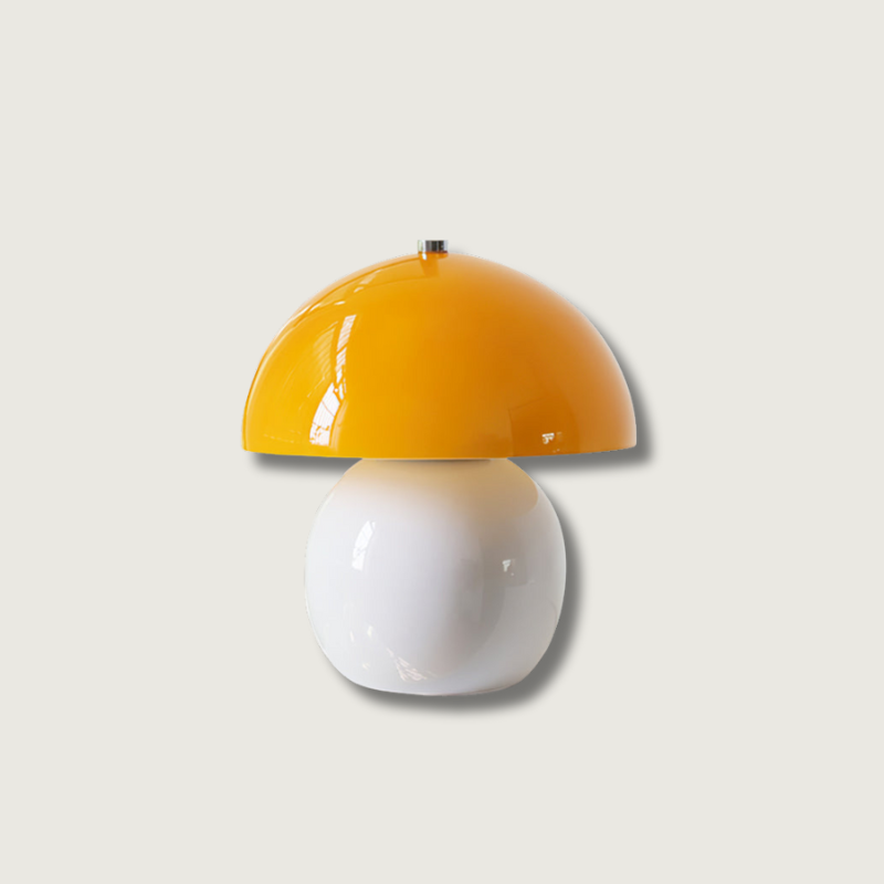 Retro Mushroom Table Lamp Ceramic Orange Dome Design - Product showcase