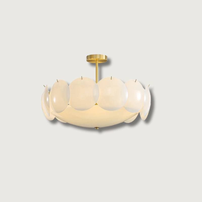 Modern Glass Ceiling Light Brass Frame With Circular Accents - Product showcase