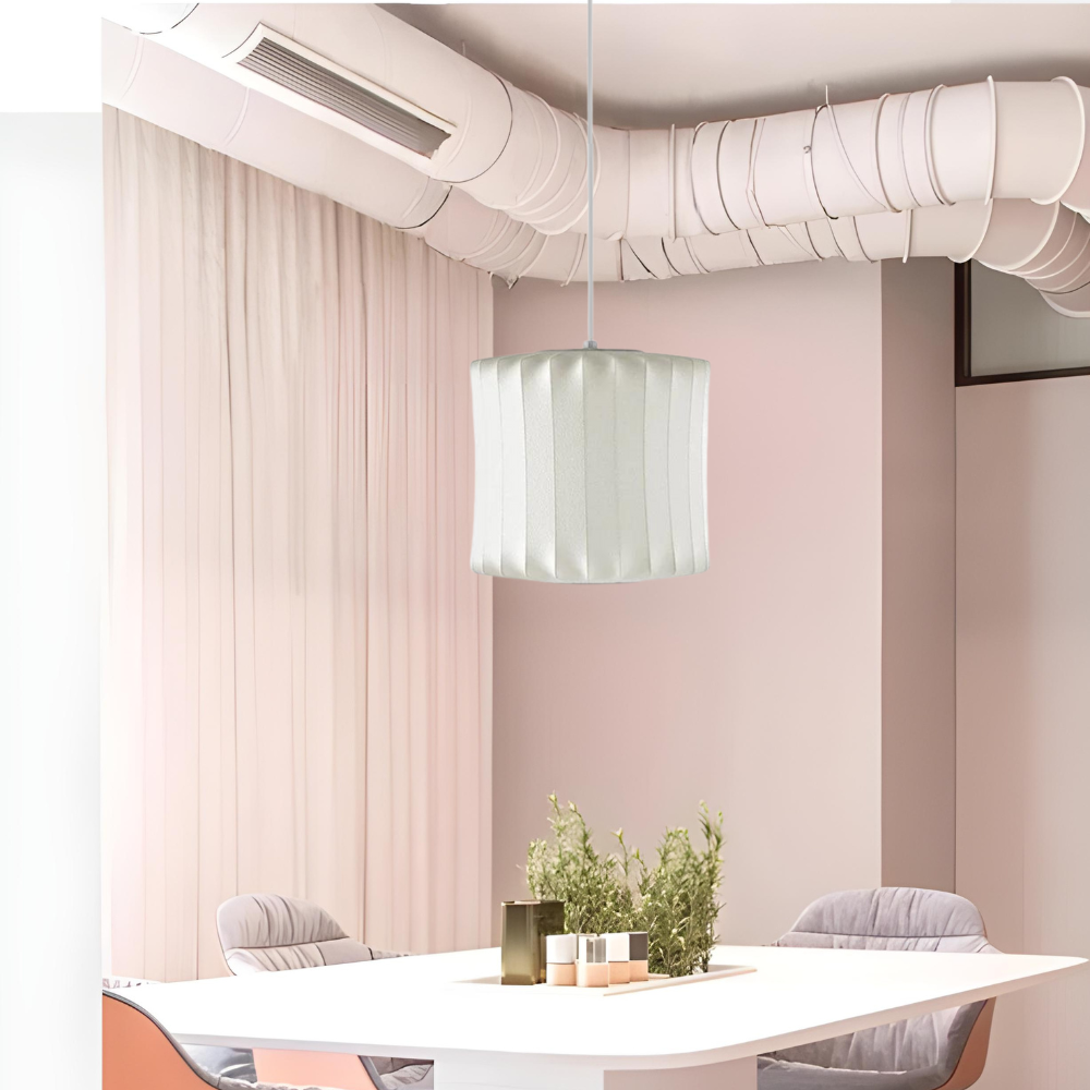 Modern Pendant Light Pleated Silk Shade Design - Product example